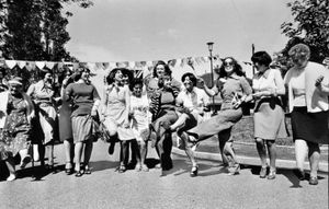 Celebrations for the Queen's silver jubilee in June 1977. The caption reads 'And some more knees-up from mums in Paget Close, Sedgley.'