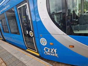 A tram that was named in honour of the rock legend was parked outside of the Birmingham Repertory Theatre and Library 