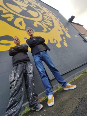 Cal (L) and Jon Penney (R) in front of the latest mural