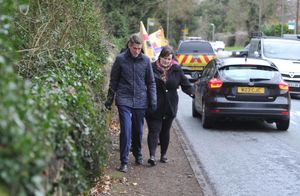 Gavin Williamson joined campaigners to walk from Codsall Community High School to Perton to highlight the alleged dangers of the route