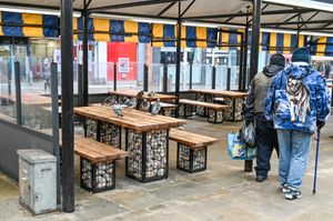 Pigeons on the streets of Dudley, West Midlands. January 30, 2026. // Residents of a once thriving high street say their home has been turned into a 'dying shanty town' - with more than FORTY empty shopping units and where there's "more pigeons that shoppers".  