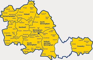 A map showing where Ring and Ride operates