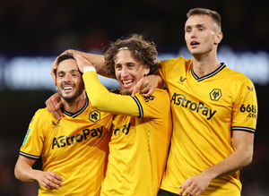 Pablo Sarabia, Fabio Silva and Sasa Kalajdzic (Photo by Jack Thomas - WWFC/Wolves via Getty Images).