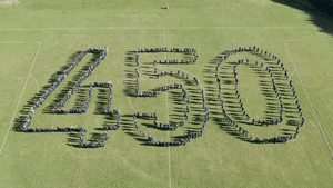 Pupils form 450 years on the sports fields