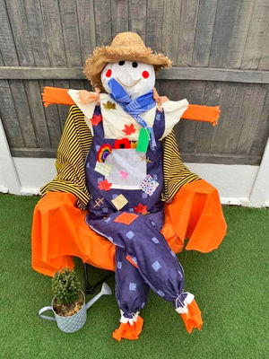 A scarecrow from the trail