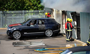 Inside the recycling plant, Stourbridge,as firefighters battle to stop the flames