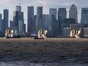 Stock photo of the River Thames with buildings in the background