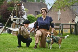 Darwin the dog and Luka (11) and Laura Kubick