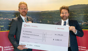 Councillor Ian Preece (right) presented a cheque to Severn Hospice's community fundraiser Phil Haigh on Thursday, May 15. Picture: Telford & Wrekin Council.