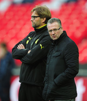 Paul Lambert alongside former Borussia Dortmund boss Jurgen Klopp.