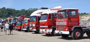 The vintage lorries on Pendine Sands Beach. Picture: EA Bates.