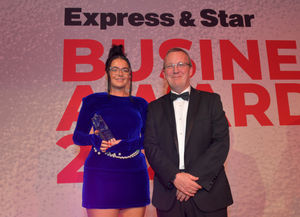 Apprentice of the Year Megan Winup from GMS Security was handed her award by Neil Thomas from Black Country and the Marches