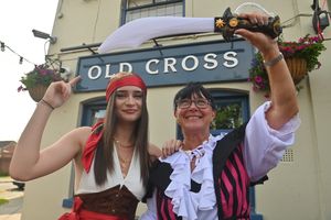 The Cross Pub in Oldbury and the annual Pirate Treasure hunt, raises money for charity. Pictured are Lacey Phillips and Mel Guest.