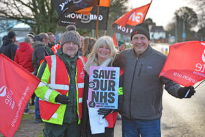 Picket lines at the Dudley Ambulance hub on Burton road