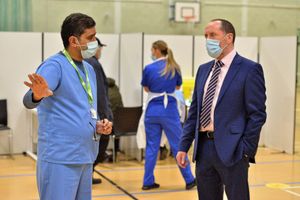 MP Eddie Hughes chats to chair of the CCG Dr Anand Rischie