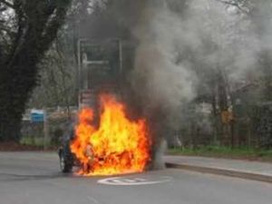 Supporting image for story: Car set on fire in freak accident