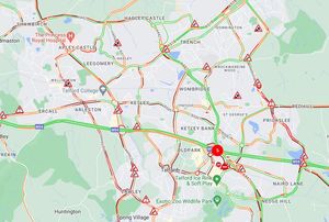 Traffic data reported at 8.30am on Wednesday. Photo: AA Traffic News/Google Maps