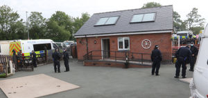 Witnesses said as many as up to 30 police vehicles were involved in the operation at Leighton Arches in Welshpool. Picture: Phil Blagg