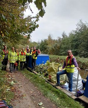 The team by the CRT work boat