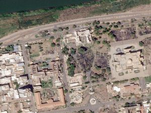 This satellite picture from Planet Labs PBC shows the Republican Palace in Khartoum, Sudan