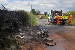 The fire spread to the roadside and some hedging. Highways teams were called to clear debris and make the scene safe. 