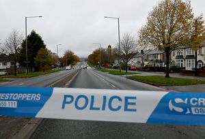 The scene on Wolverhampton Road, Oldbury which was cordoned off after a serious collision this morning. Photo: Tim Thursfield