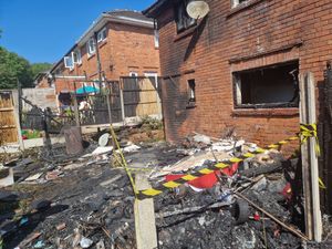 The rear of the property in Mayfield Road where fire broke out this morning
