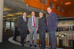 Councillor Shaun Davies, Professor Geoff Layer, Councillor Richard Overton and Councillor Paul Watling at Southwater One