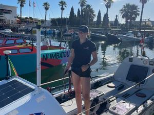 Supporting image for story: UK woman aiming to be first to row solo from Europe to South America sets off