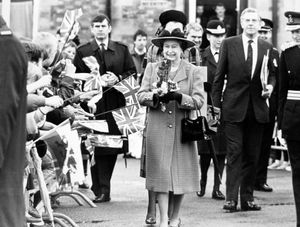 The Queen meets crowds in Welshpool on April 21, 1989, which was her 63rd birthday