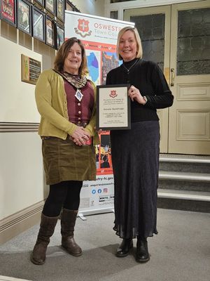 Oswestry Mayor, Ollie Rose and community champion Nicola Bainbridge