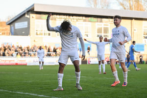 Ammar Dyer celebrates after extending AFC Telford United's lead. Picture: Kieren Griffin Photography