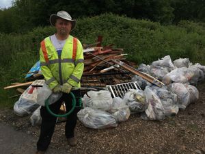Volunteer litter picker Mike Hawes, from Aldridge. PIC: Gurdip Thandi