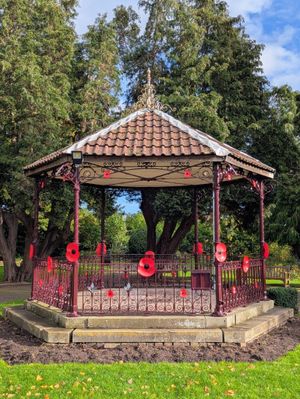 The band stand in Castle Grounds ahead of the service on Sunday