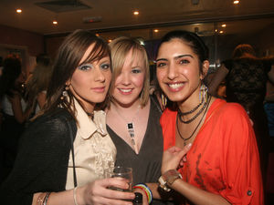 Besties Sarah Davis, Sian Gardner and Per Bassi at 24/7, Pussycats nightclub, Telford on 25.02.2008.