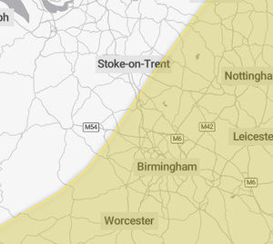 A yellow thunderstorm warning has been put into place for the West Midlands