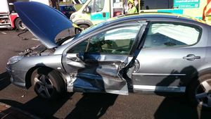 Damage to one of the cars involved in the crash in Hare Street, BIlston. Picture: West Midlands Ambulance Service
