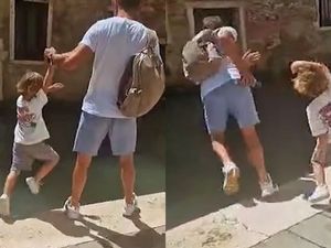 Supporting image for story: Moment Midlands dad saves son from canal fall - then tumbles in himself