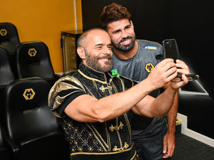 Supporting image for story: Panto stars get cheeky selfies with Diego Costa as Wolves renews partnership with Grand Theatre 