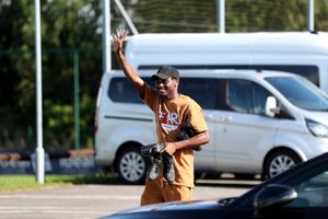 Popular midfielder Ousmane Diakite gives a big wave as he returns to see colleagues. (Photo by Adam Fradgley/West Bromwich Albion FC via Getty Images)