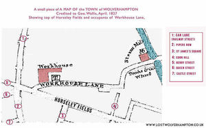 Workhouse Lane and Horseley Fields 1827