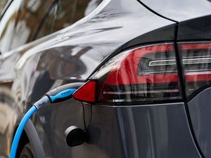 An electric car being charged