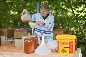Willey Village Hall , near Broseley, and the annual Apple Press day where people can bring there apples to be turned into juice. Muriel Powers.