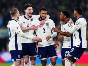 England’s Reece James (centre) celebrates scoring their opener