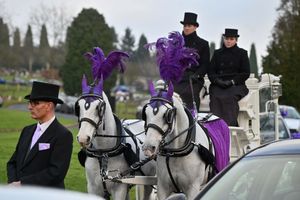 Picturess at Gornal Wood Crematorium, atthe funeral of Drag star Divine Miss M (Matt Hawkins). 