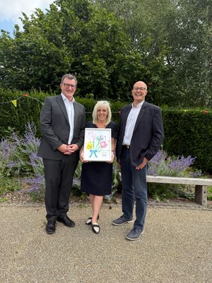 Culina CEO Liam McElroy, with Michelle Anderson and Hope House CEO, Andy Goldsmith