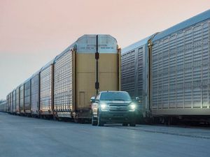 Supporting image for story: Ford showcases electric F-150’s capabilities — by towing a train