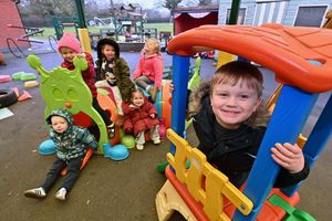 Nursery at Lower Heath CofE in Prees. Pictured, (front) Max 4, then Noah, 3, Bonnie, 3, Orla, 3 and another Orla, 3, Poppy, 4