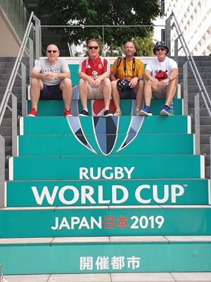 Kevin Trumper, Mark Reilly, Ken Reilly and Nigel Tonge, from Newport, have travelled to Japan 
