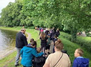 Children, parents and staff taking part in the walk last year